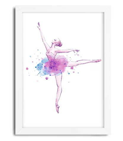 4107g1 quadro decorativo bailarina saltando ballet moldura branca