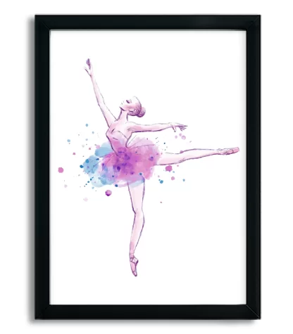 4107g1 quadro decorativo bailarina saltando ballet moldura preta
