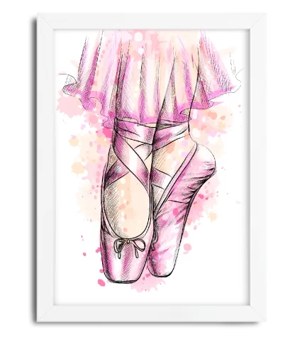 4107g2 quadro decorativo bailarina sapatilhas de ballet moldura branca