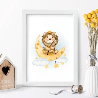 4154g quadro decorativo infantil rei leão pecando estrelas realista