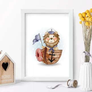 4158g quadro decorativo infantil rei leão capitão de barco realista