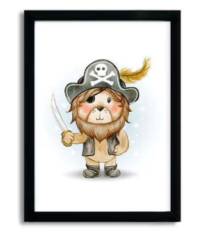 4162g quadro decorativo infantil rei leão pirata moldura preta