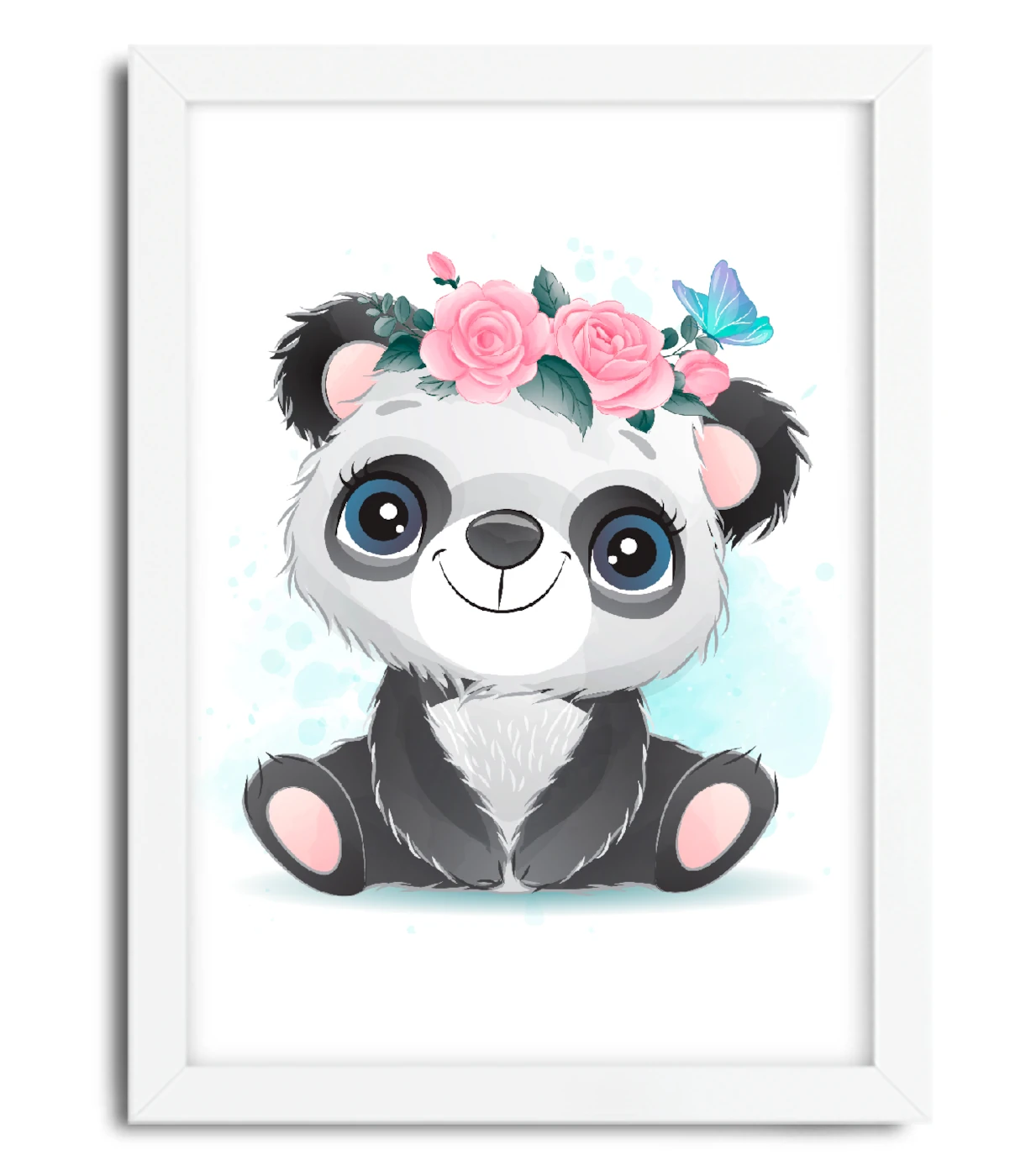 Quadro Decorativo Infantil Ursinho Panda com Flores SKU: 4177G