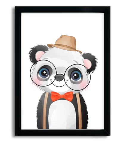 4179g3 quadro decorativo infantil ursinho panda moldura preta