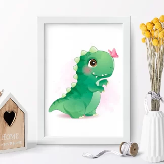 4183g quadro decorativo infantil tiranossauro bebe realista