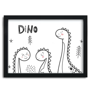 4196g2 quadro decorativo infantil dinossauros dino moldura preta