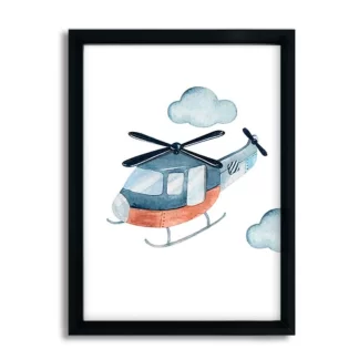 quadro helicoptero infantil moldura preta