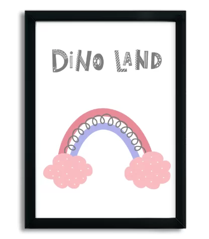 4197g4 quadro decorativo infantil dinossauro dino land moldura preta