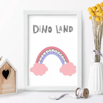 4197g4 quadro decorativo infantil dinossauro dino land realista