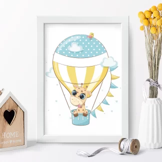 4206g quadro decorativo infantil girafinha em balão realista