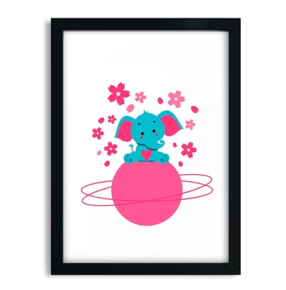 4231g1 quadro decorativo infantil azul e pink moldura preta