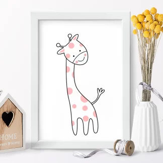 4252g1 Quadro Decorativo Infantil Girafinha com Pintas Rosas realista