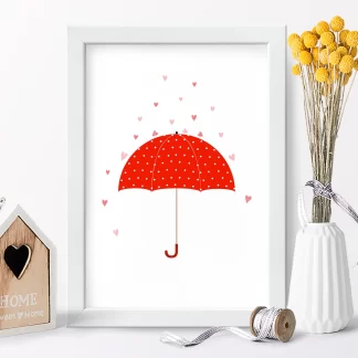 4271g Quadro Decorativo Chuva de Amor Guarda-Chuva Vermelho realista