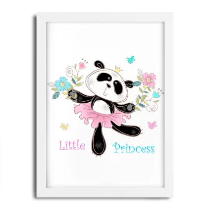 4286 Quadro Decorativo Ursinha Panda Bailarina Little Princess moldura branca