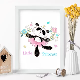 4286 Quadro Decorativo Ursinha Panda Bailarina Little Princess realista