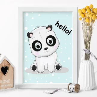 4289g1 Quadro Decorativo Infantil Ursinho Panda Baby Hello realista