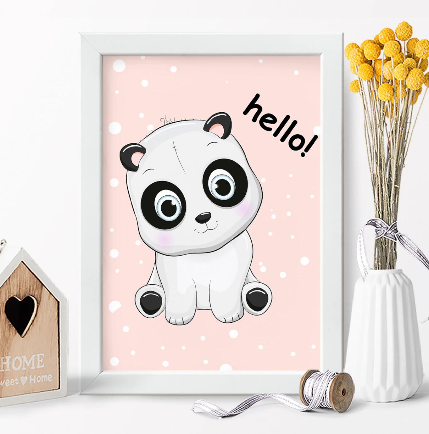 Quadro Decorativo Infantil Ursinho Panda Desenho Aquarela, Modelo  Exclusivo