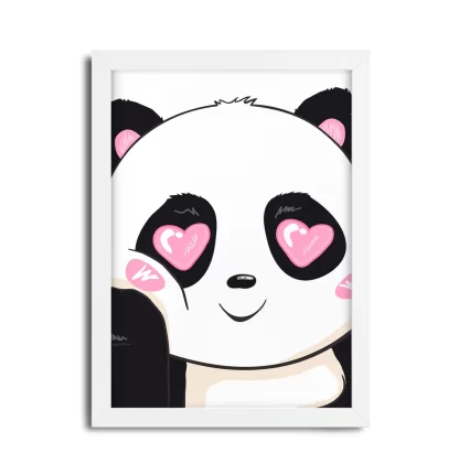 4309G Quadro Decorativo Infantil Urso Panda Love moldura branca
