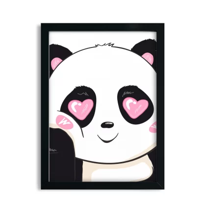 4309G Quadro Decorativo Infantil Urso Panda Love moldura preta