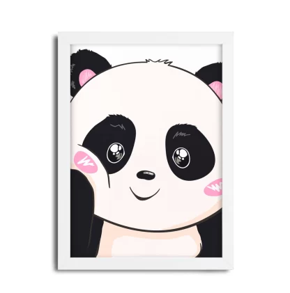 4310g1 Quadro Decorativo Infantil Urso Panda Simpático moldura branca