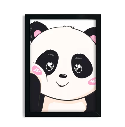 4310g1 Quadro Decorativo Infantil Urso Panda Simpático moldura preta