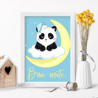 4310g2 Quadro Decorativo Infantil Ursinho Panda Boa Noite realista
