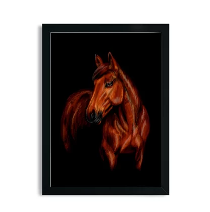 4322g Quadro Decorativo Cavalo Puro Sangue moldura preta