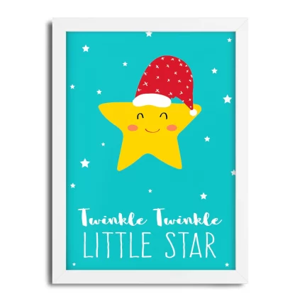 4328g1 Quadro Decorativo Estrelinha Twinkle Little Star moldura branca