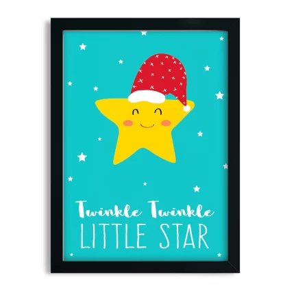 4328g1 Quadro Decorativo Estrelinha Twinkle Little Star moldura preta