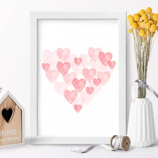 5000g3 Quadro decorativo corações rosa realista