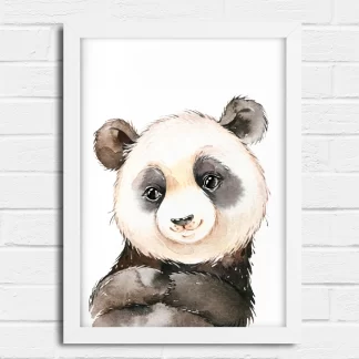 2262g2 Quadro Decorativo Infantil Urso Panda Aquarela Safari realista