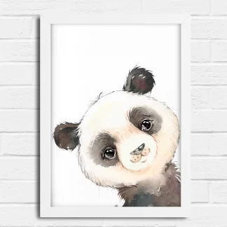 2262g5 Quadro Decorativo Infantil Urso Panda Aquarela Safari realista