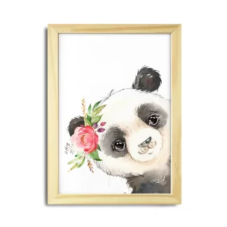 Quadro Decorativo Ursinha Panda com Flor Aquarela SKU: 2262g6