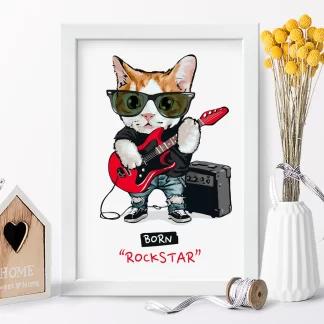 1022 Quadro Decorativo Gato Rock Star realista