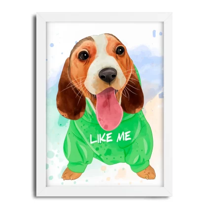 1024 Quadro Decorativo Cachorro Beagle Like Me moldura branca