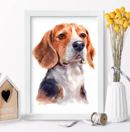 Quadro decorativo Cachorro Beagle aquarela sku: 1059