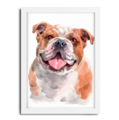 Quadro decorativo Cachorro Bulldog Inglês aquarela sku: 1061g1