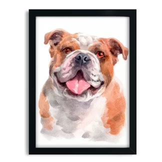 Quadro decorativo Cachorro Bulldog Inglês aquarela sku: 1061g1