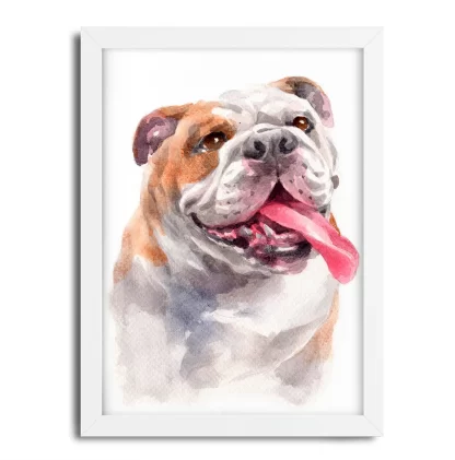 Quadro decorativo Cachorro Bulldog Inglês aquarela sku: 1061g12