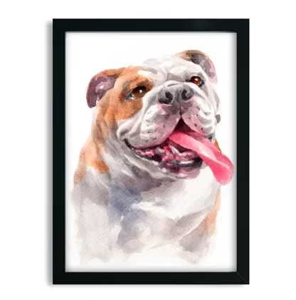 Quadro decorativo Cachorro Bulldog Inglês aquarela sku: 1061g12