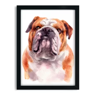 Quadro decorativo Cachorro Bulldog Inglês aquarela sku: 1061g2