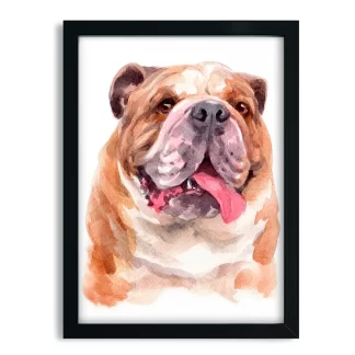 Quadro decorativo Cachorro Bulldog Inglês aquarela sku: 1061g3