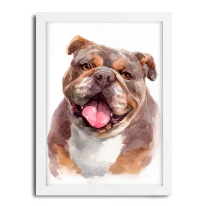 Quadro decorativo Cachorro Bulldog Inglês aquarela sku: 1061g4