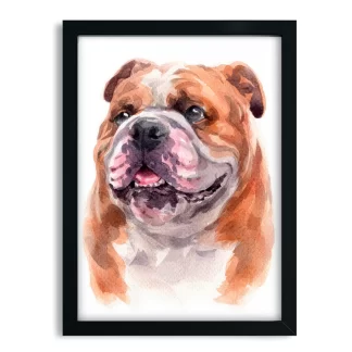 Quadro decorativo Cachorro Bulldog Inglês aquarela sku: 1061g5