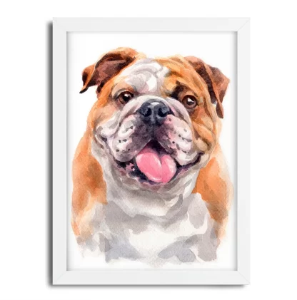Quadro decorativo Cachorro Bulldog Inglês aquarela sku: 1061g6