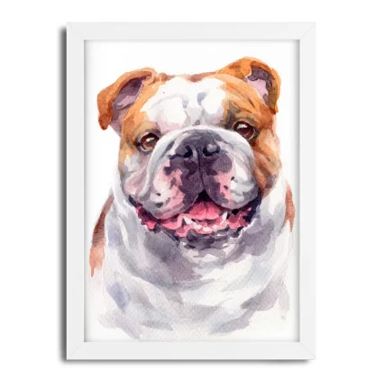 Quadro decorativo Cachorro Bulldog Inglês aquarela sku: 1061g7