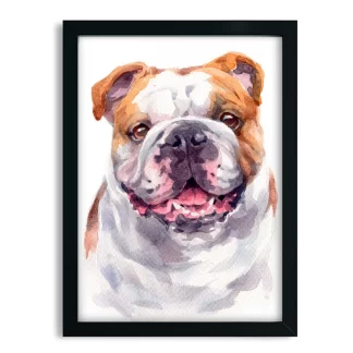 Quadro decorativo Cachorro Bulldog Inglês aquarela sku: 1061g7