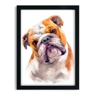 Quadro decorativo Cachorro Bulldog Inglês aquarela sku: 1061g8