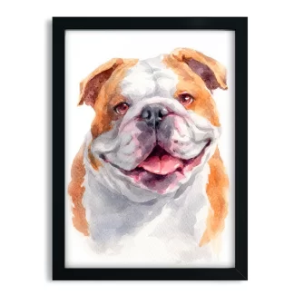 Quadro decorativo Cachorro Bulldog Inglês aquarela sku: 1061g9