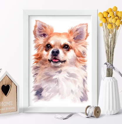Quadro decorativo Cachorro Chihuahua aquarela sku: 1063g10